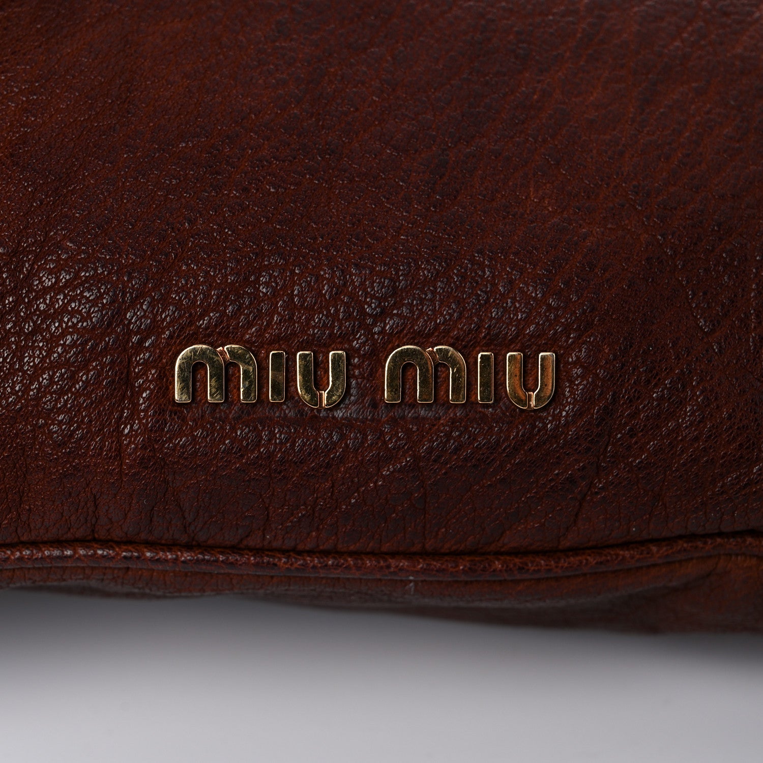 Miu Miu Buffalo Leather Studded Hobo Brown 12 of 15