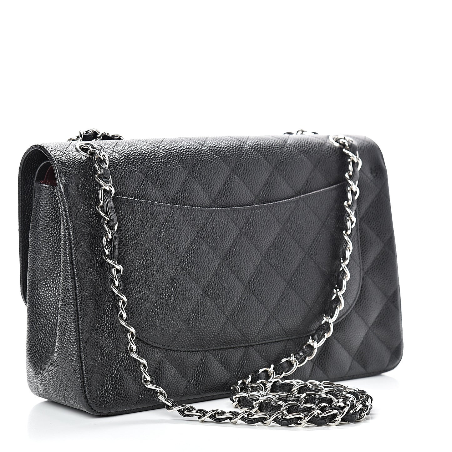 Caviar Quilted Jumbo Double Flap Black