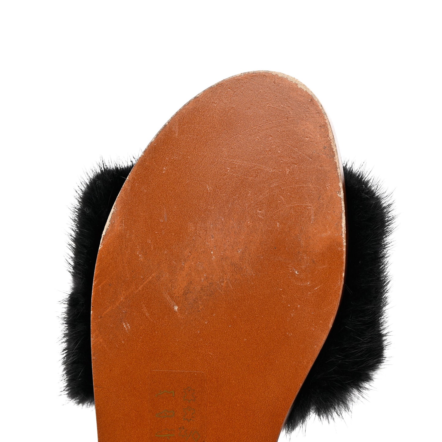 Mink Fur Lock It Flat Mule 40 Black