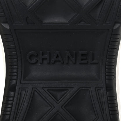 Chanel Velvet Calfskin Mixed Fibers CC Sneakers 37.5 Ivory Black 6 of 10