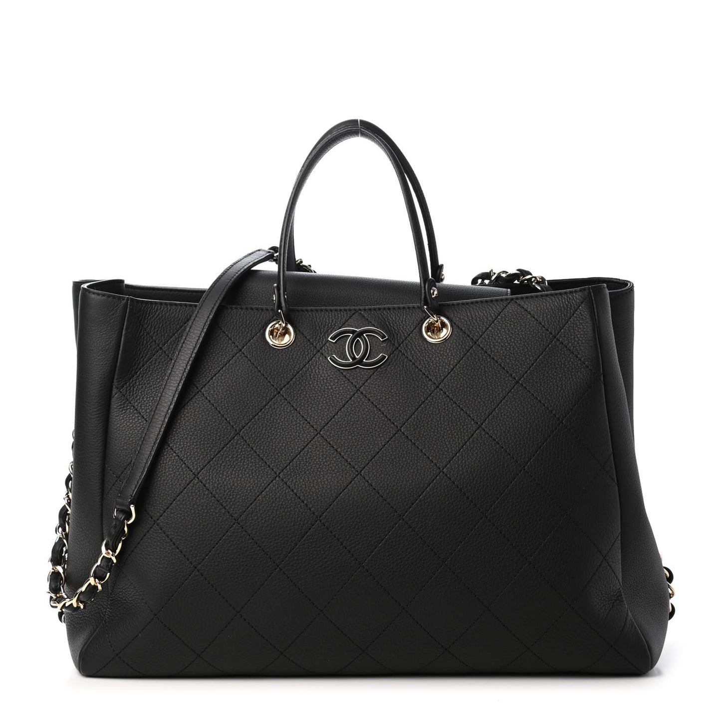 Bullskin Stitched Large Shopping Bag Black