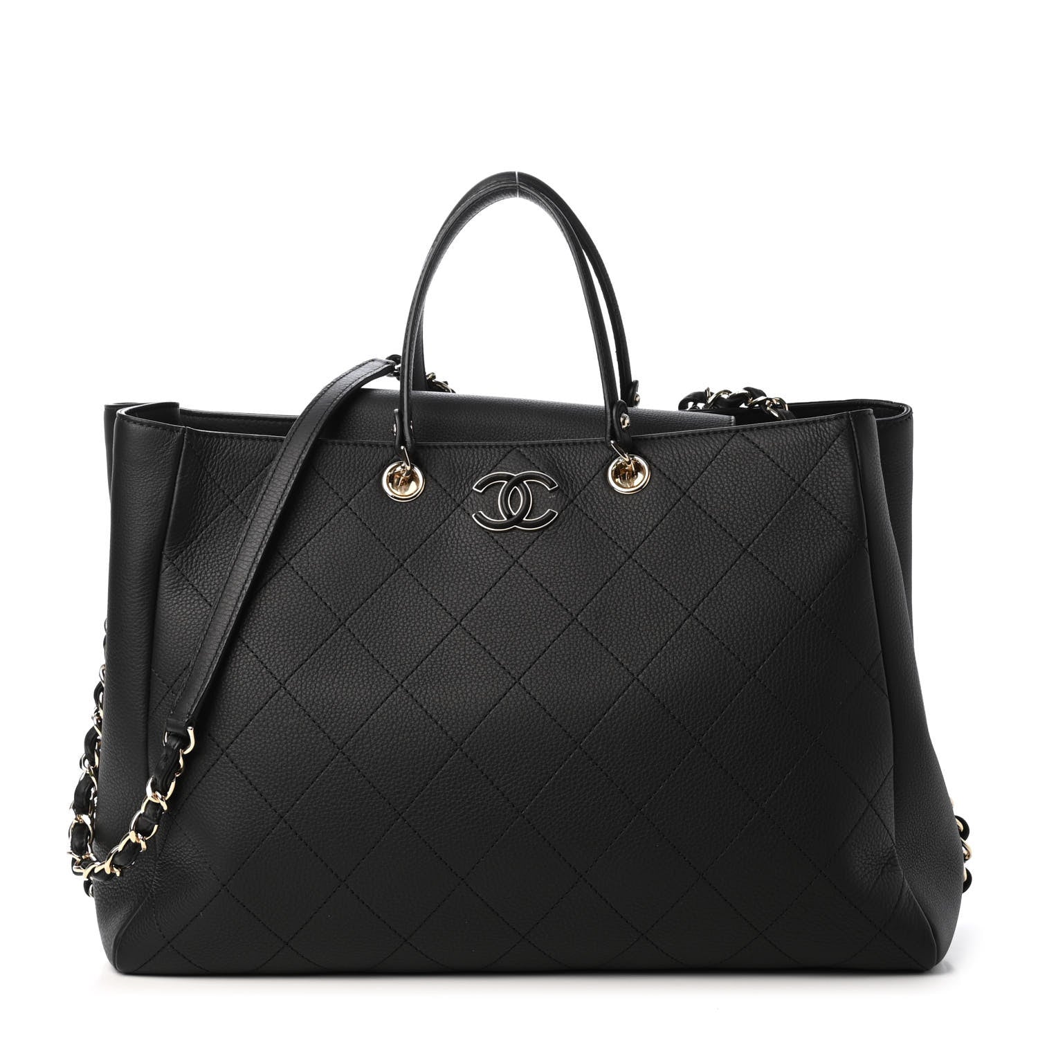 Chanel Bullskin Stitched Large Shopping Bag Black 1 of 4