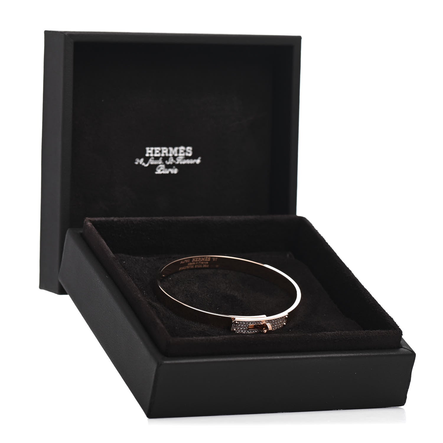 Hermes 18K Rose Gold Diamond PM Kelly Pave Bracelet ST 5 of 5