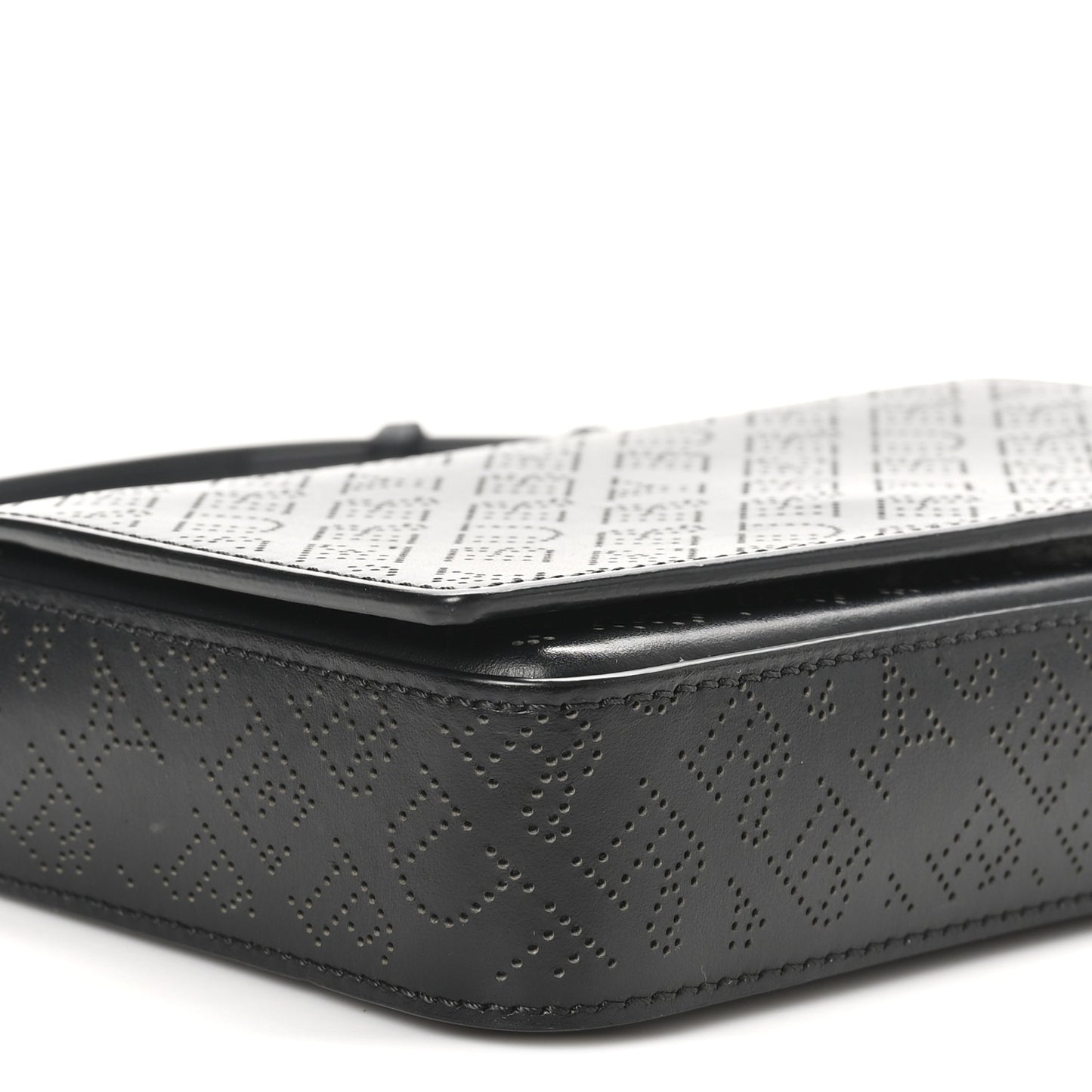 Calfskin Perforated Logo Hampshire Crossbody Black