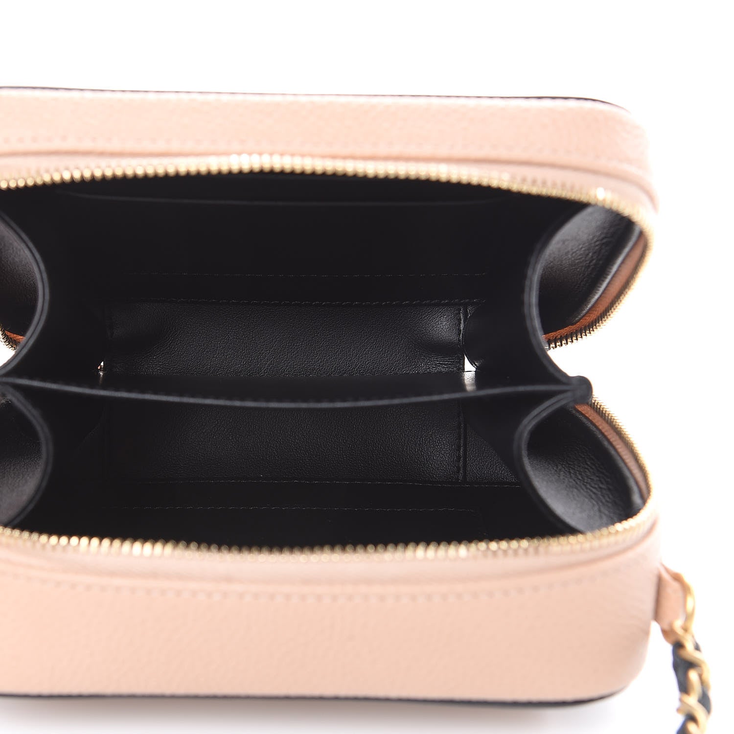 Chanel Caviar Quilted CC Filigree Vanity Clutch With Chain Beige Black 5 of 10