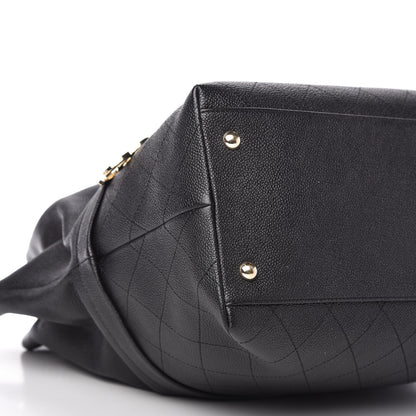 Chanel Crumpled Grained Calfskin Zip and Carry Shopping Tote Black 6 of 9