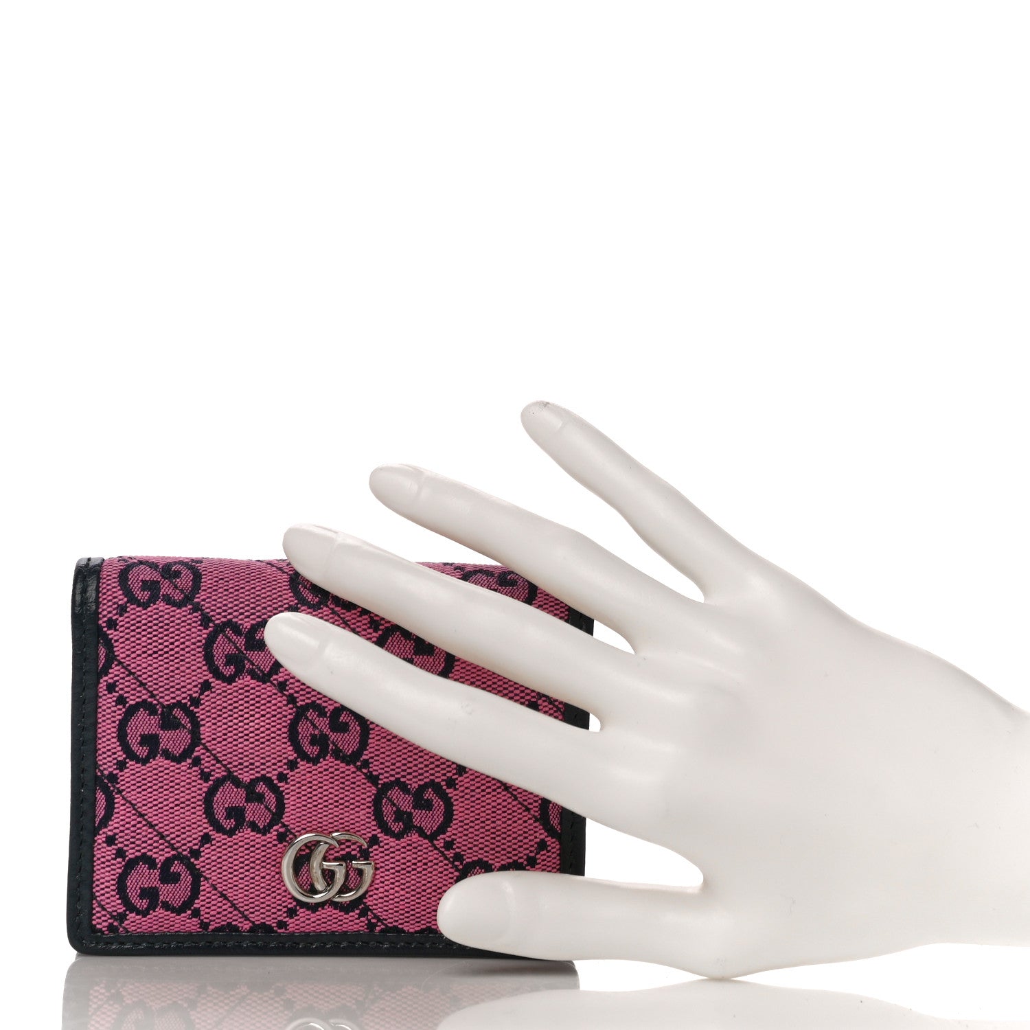 Gucci Monogram Multicolor Matelasse Diagonal GG Marmont Card Case Wallet Pink Blue 2 of 10