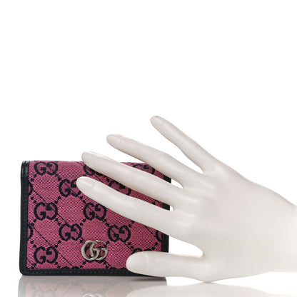 Gucci Monogram Multicolor Matelasse Diagonal GG Marmont Card Case Wallet Pink Blue 2 of 10