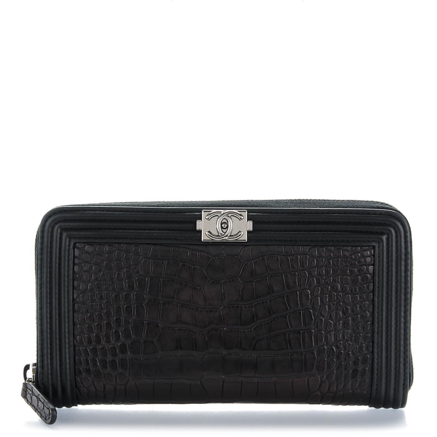 Alligator Boy Zip Around Wallet Black
