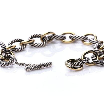 David Yurman Sterling Silver 18K Yellow Gold Oval Link Toggle Bracelet 5 of 7