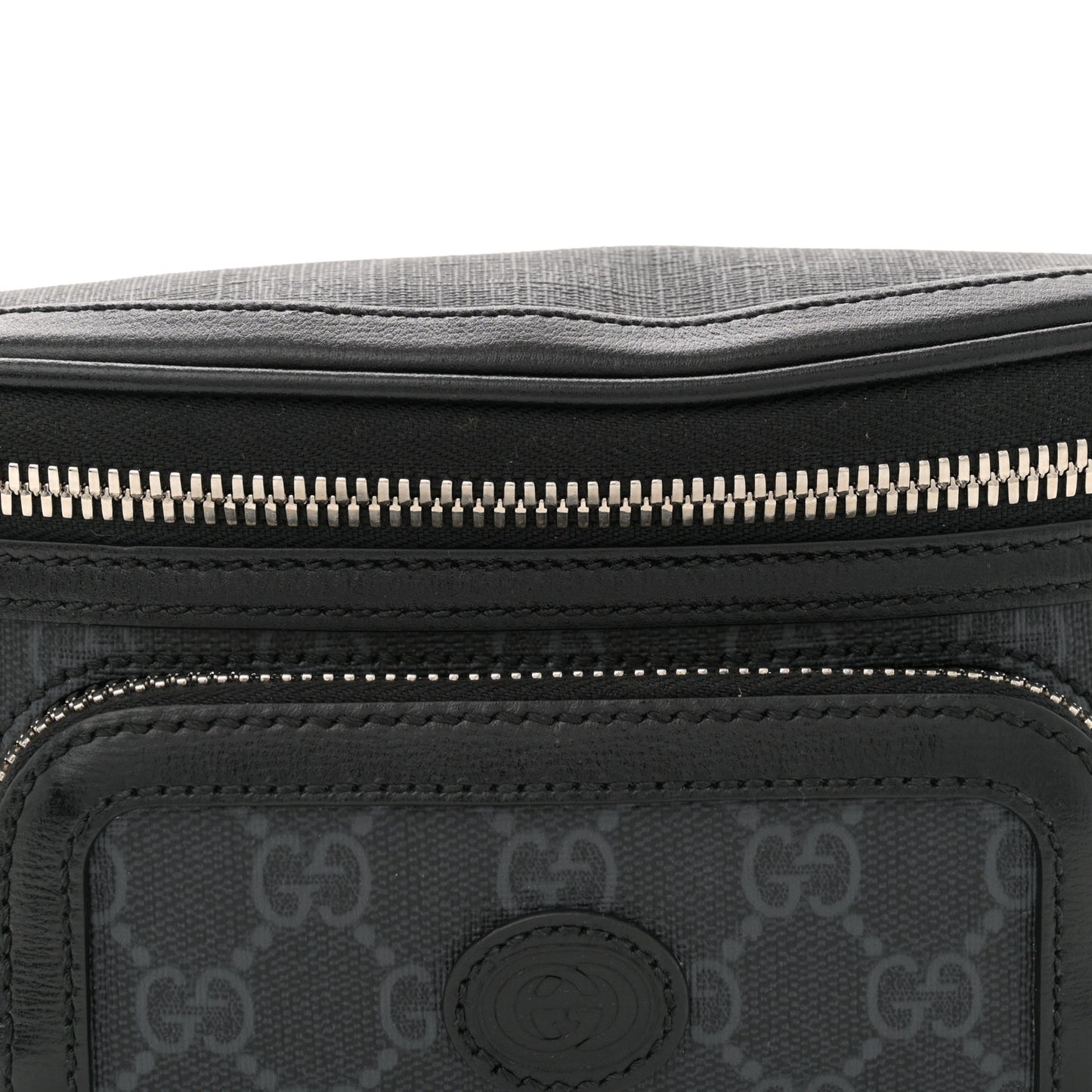 GG Supreme Monogram Textured Calfskin Retro Interlocking G Belt Bag Black