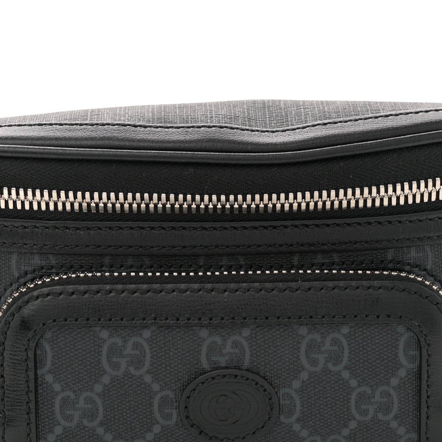 Gucci GG Supreme Monogram Textured Calfskin Retro Interlocking G Belt Bag Black 7 of 10