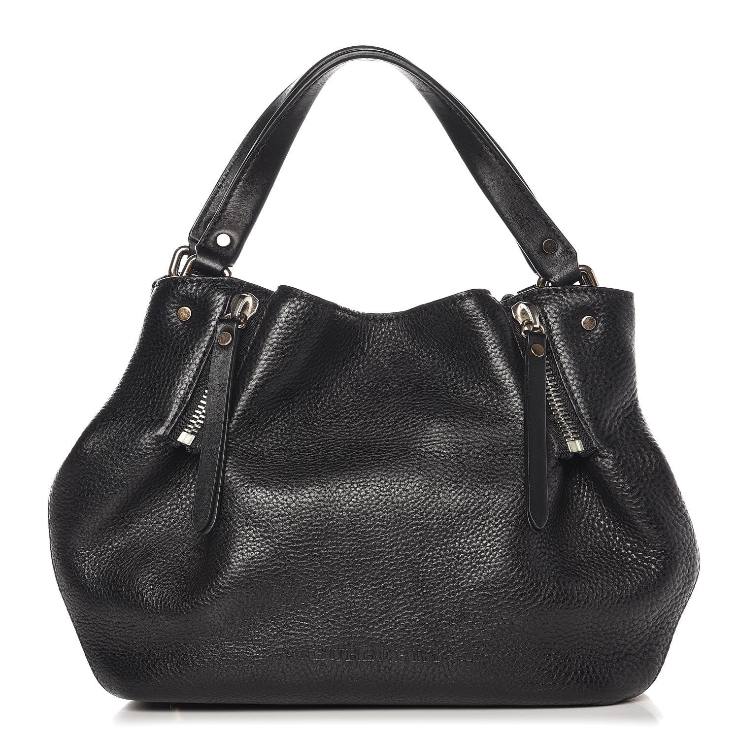 Burberry Grainy Calfskin House Check Small Maidstone Black 1 of 11