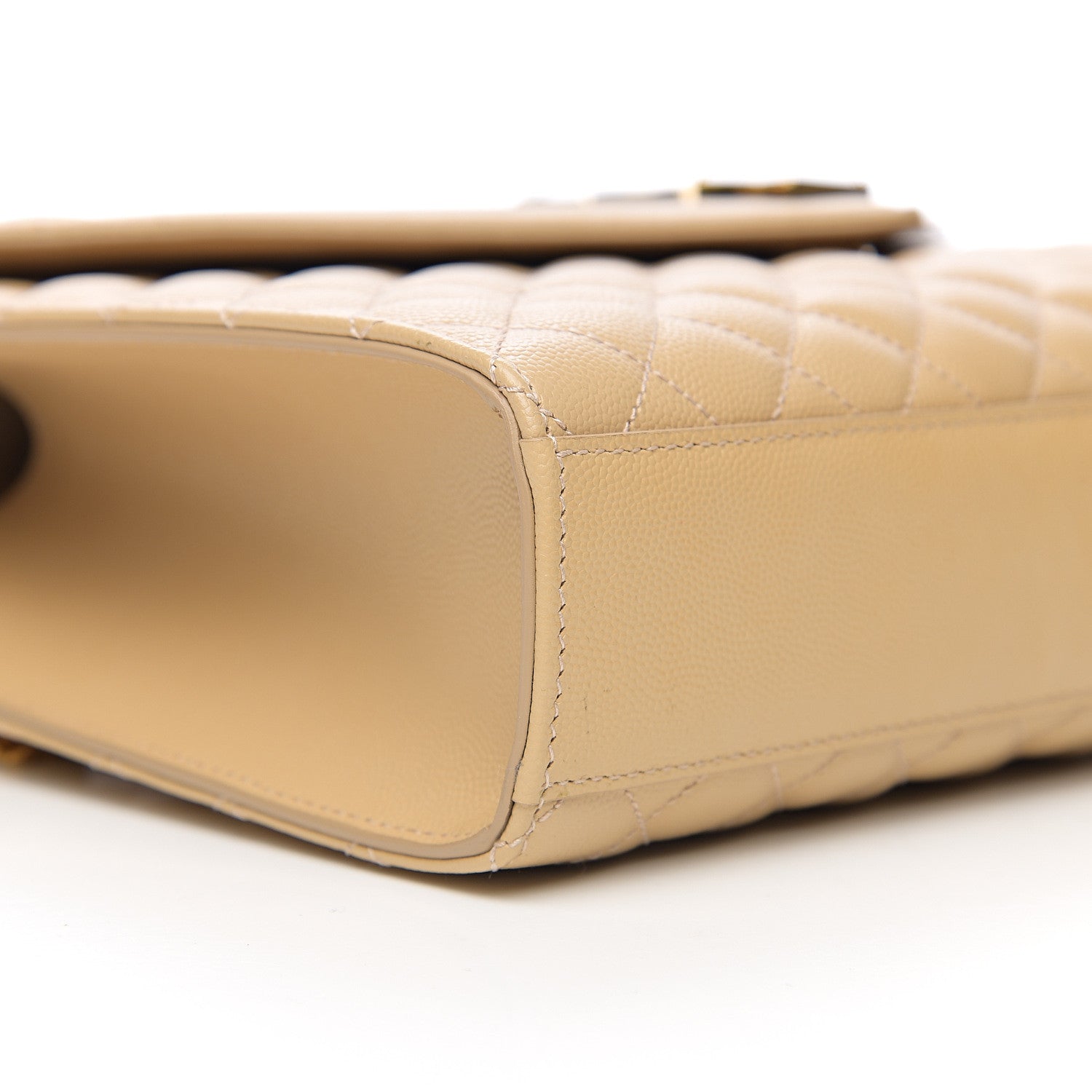 Saint Laurent Grain De Poudre Mixed Matelasse Large Triquilt Monogram Satchel Nude Powder 7 of 9