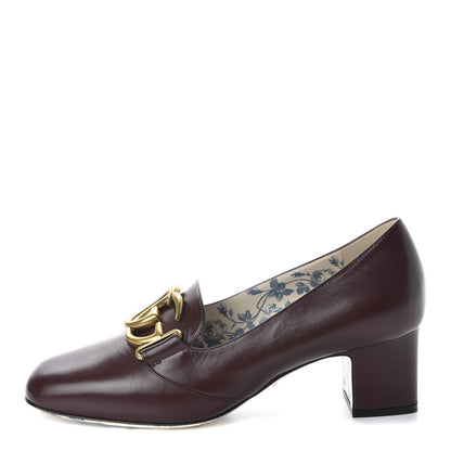 Gucci Malaga Kid GG Victoire 55mm Loafer Pumps 37.5 Vintage Bordeaux 1 of 10