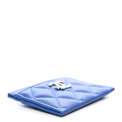 Chanel Lambskin Crystal Quilted Studded CC Card Holder Blue 4 of 9