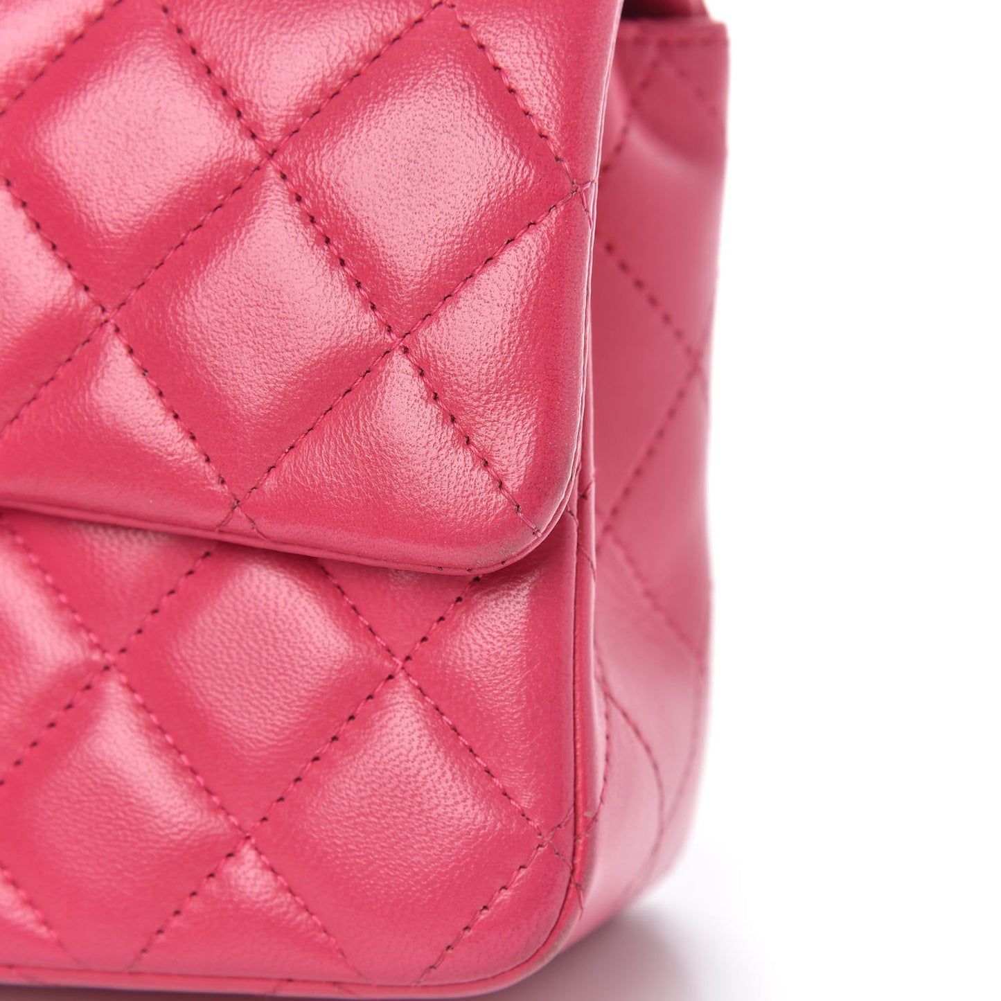 Lambskin Quilted Mini Rectangular Flap Dark Pink