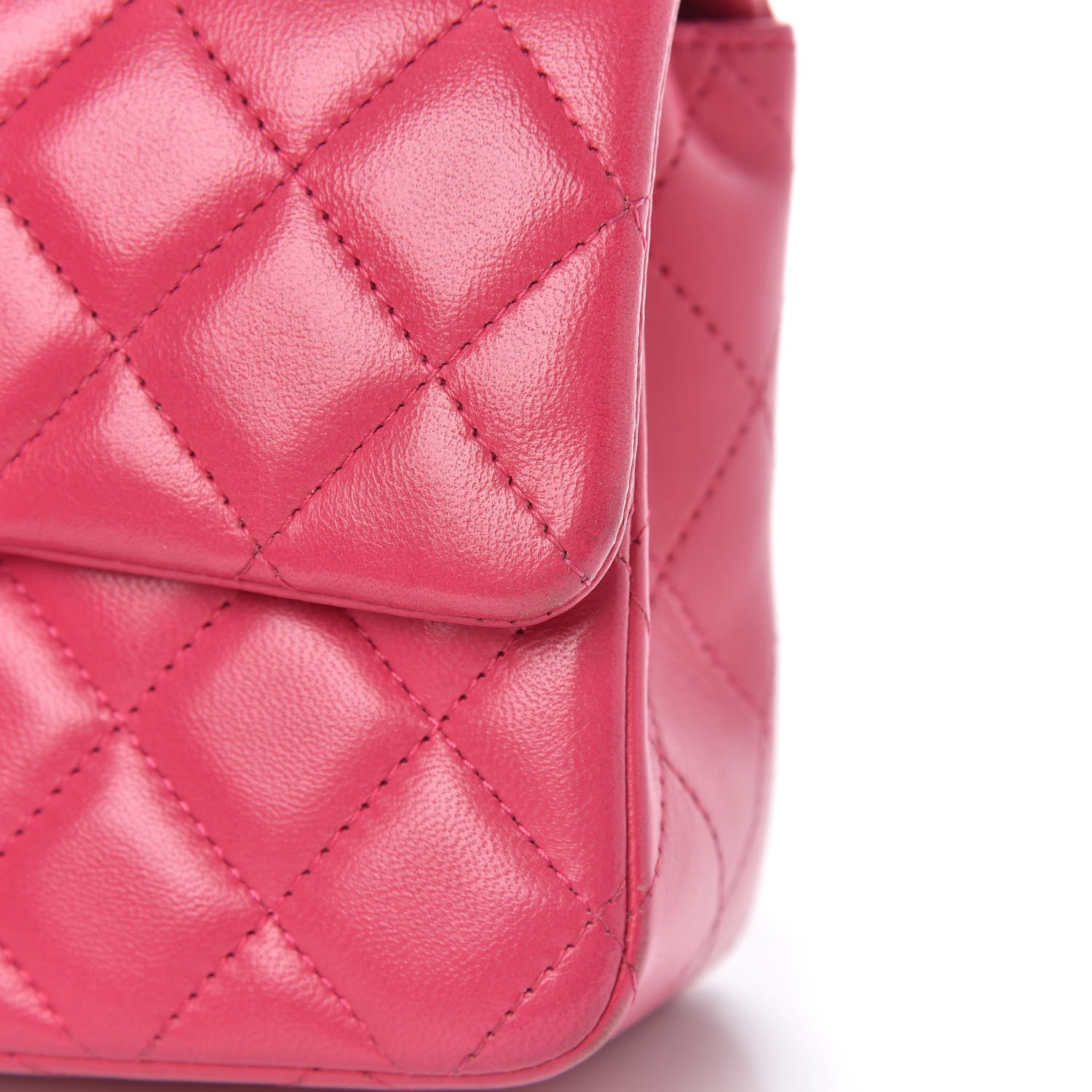 Chanel Lambskin Quilted Mini Rectangular Flap Dark Pink 10 of 14