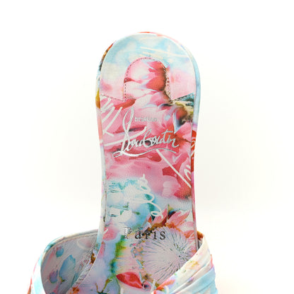 Christian Louboutin Crepe Satin Celebration Print Nicol Is Back 85 Slide Sandals 39 Multicolor 7 of 10