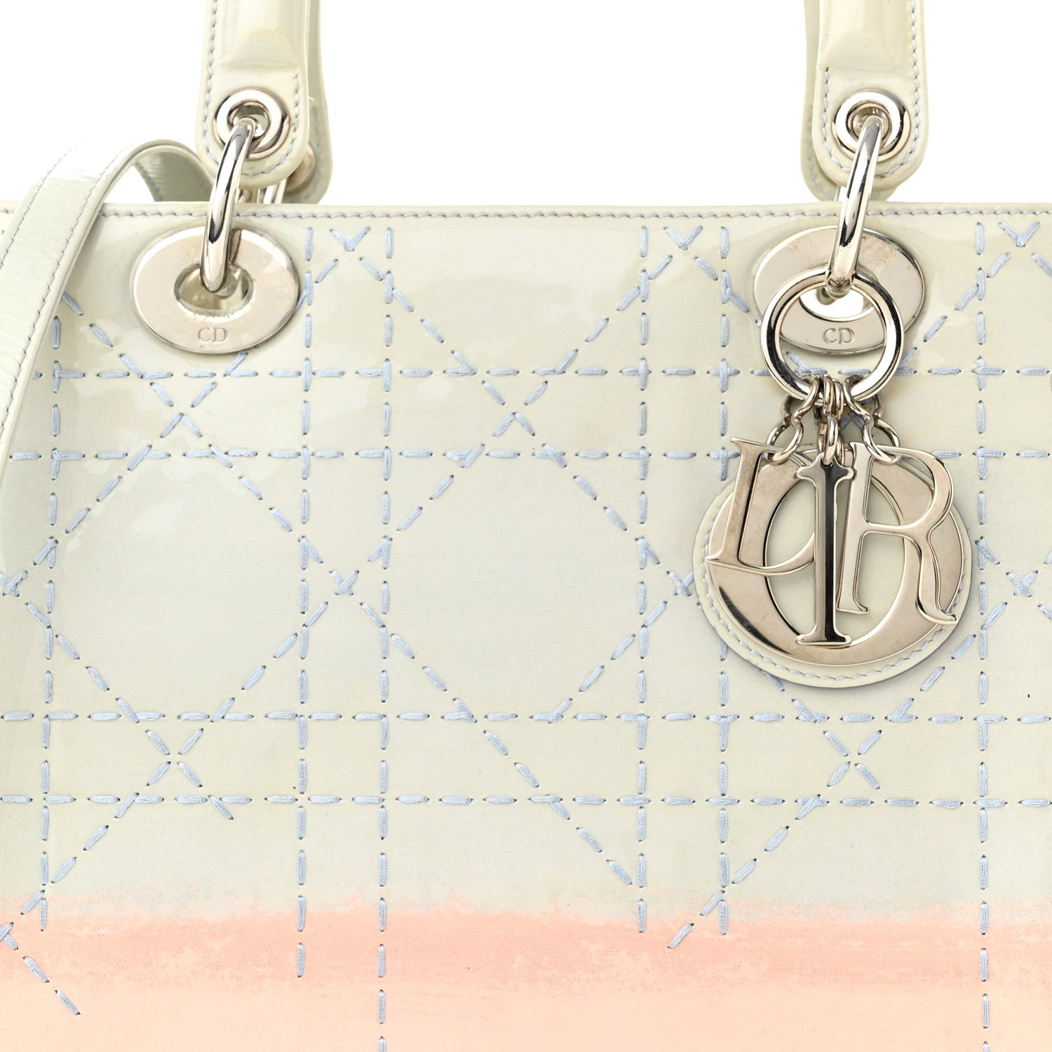 Christian Dior Patent Cannage Gradient Medium Lady Dior Blue Coral 8 of 11