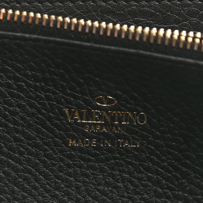 Valentino Garavani Pebbled Calfskin Rockstud Zip Around Wallet Black 6 of 6