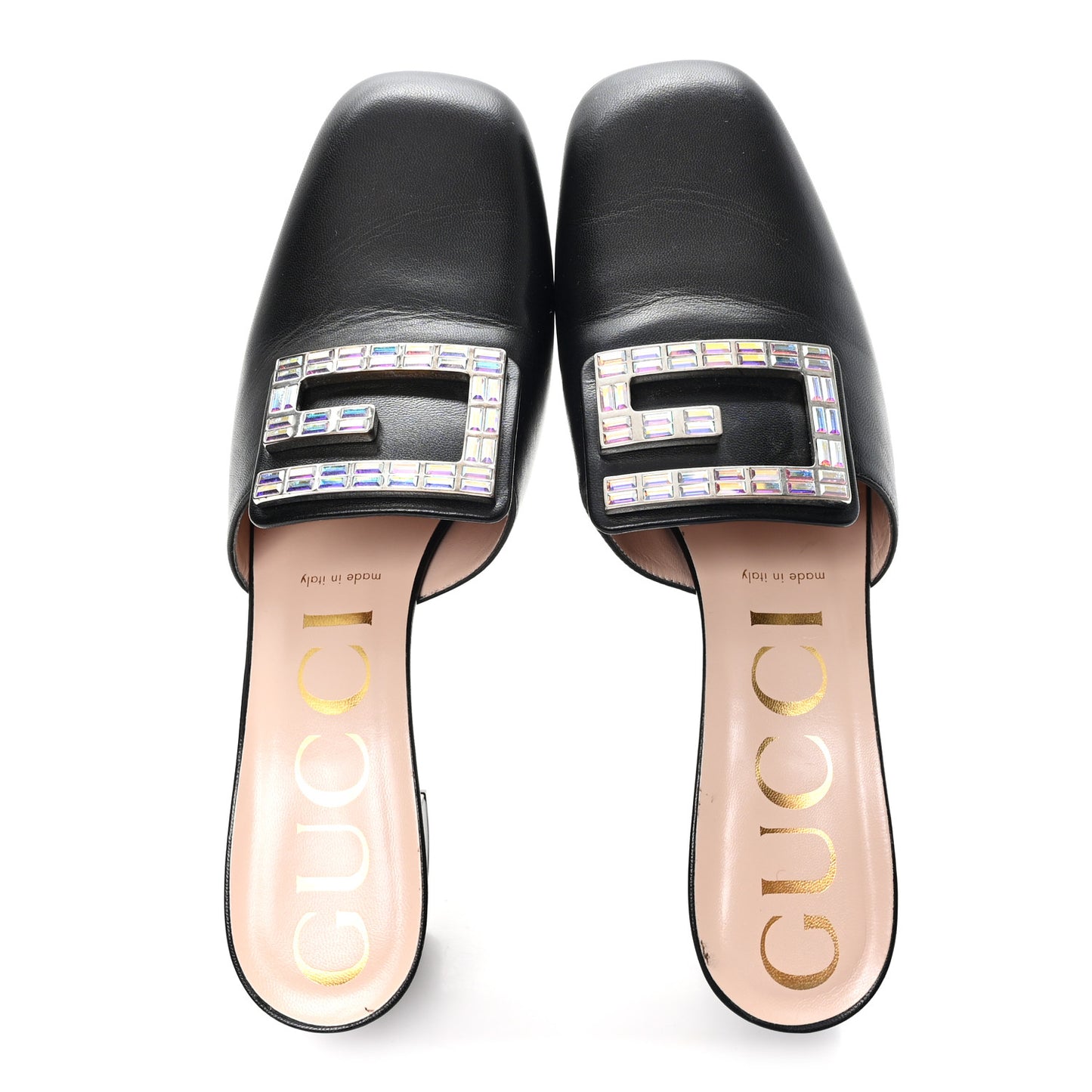 Malaga Kid Crystal Square G Madelyn 60mm Mules 39.5 Black