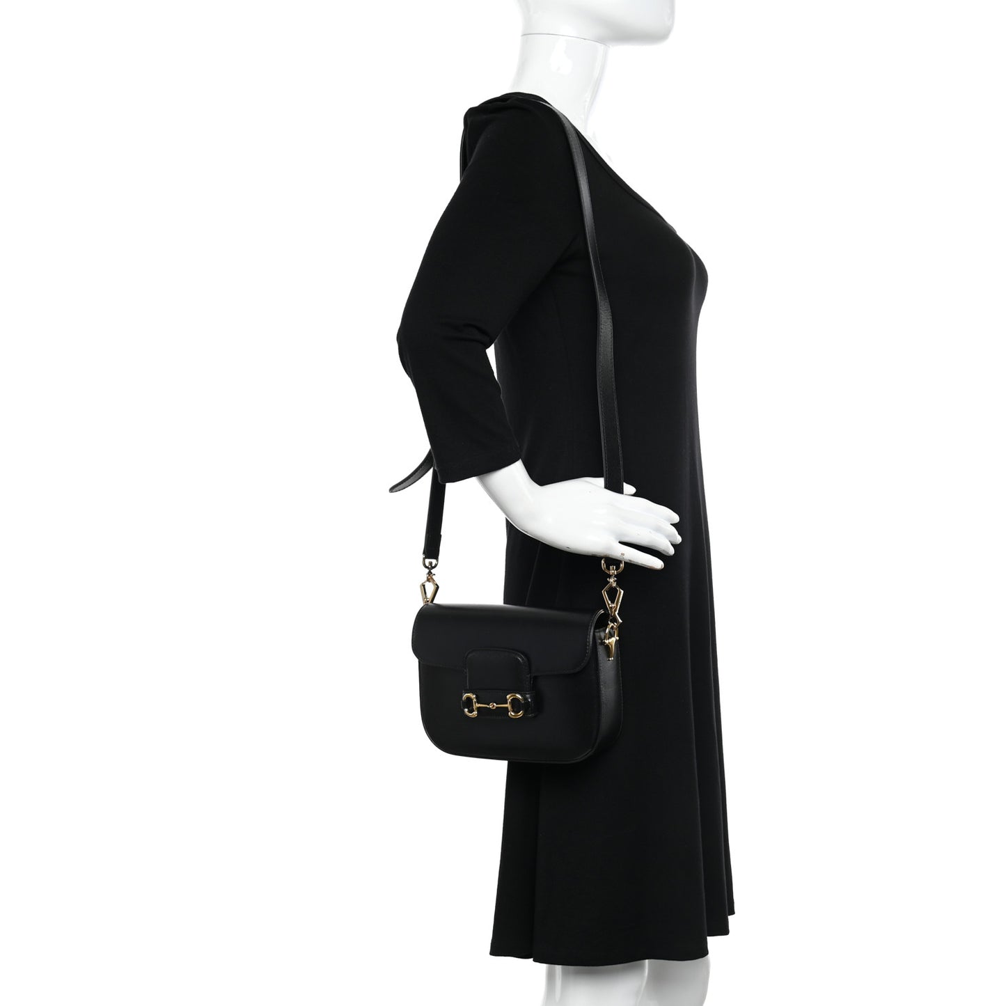 Azalea Calfskin Web Mini Horsebit 1955 Shoulder Bag Black