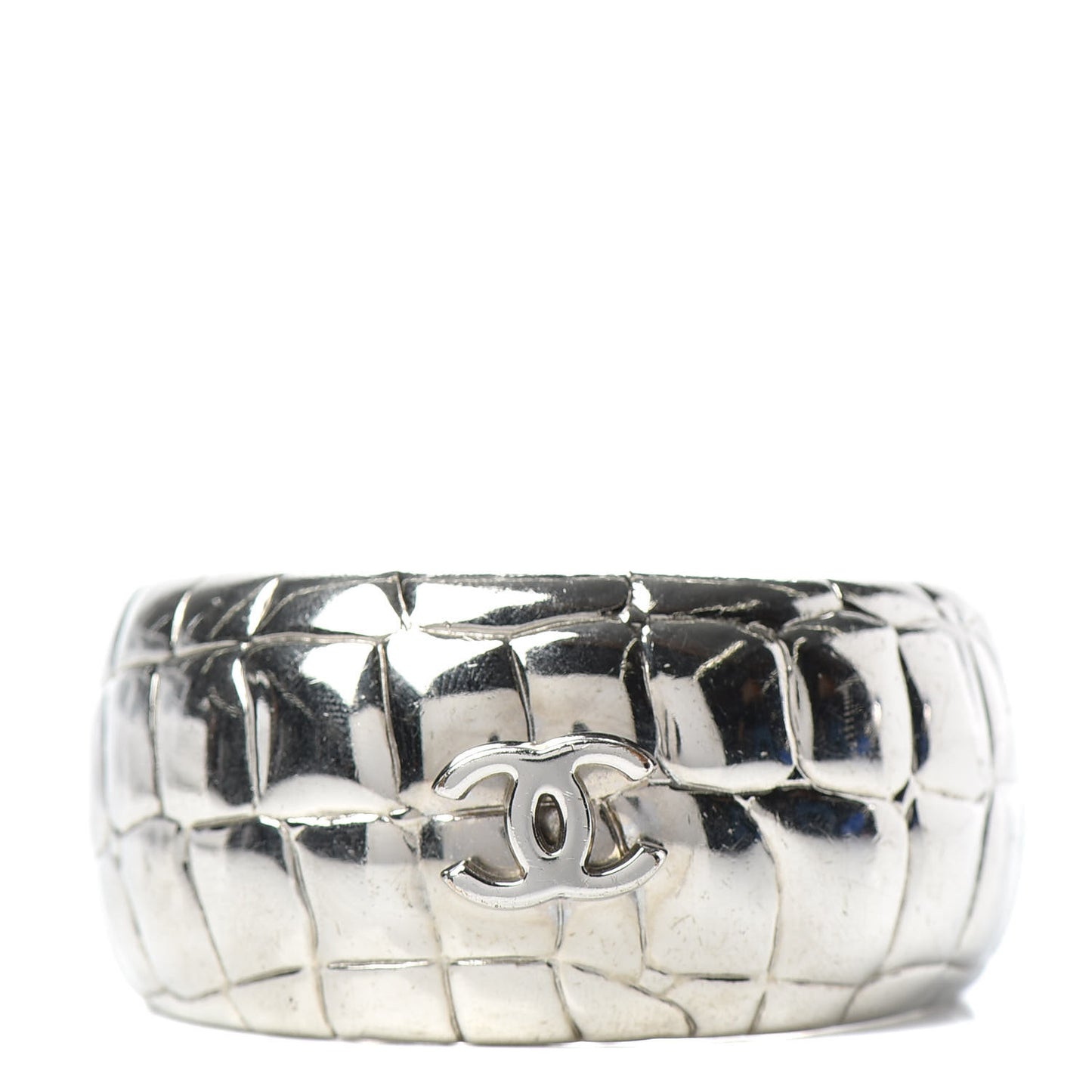 Metal Crocodile Embossed CC Cuff Silver