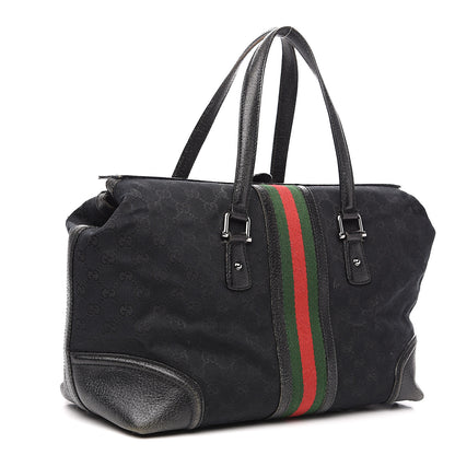 Gucci Monogram Web Large Treasure Boston Tote Black 2 of 25