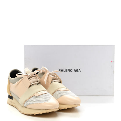 Balenciaga Mesh Calfskin Neoprene Suede Womens Race Runner Sneakers 42 White Black Craie Beige 9 of 9