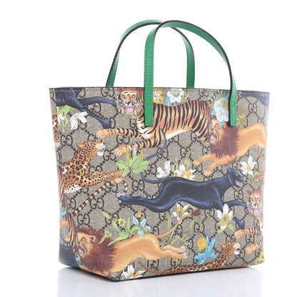 Gucci GG Supreme Monogram Kids Tiger Print Tote Green 3 of 9