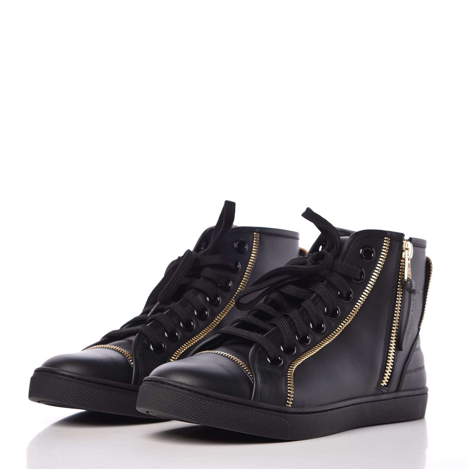 Louis Vuitton Calfskin Punchy Zipper High Top Sneakers 35.5 Black 3 of 8