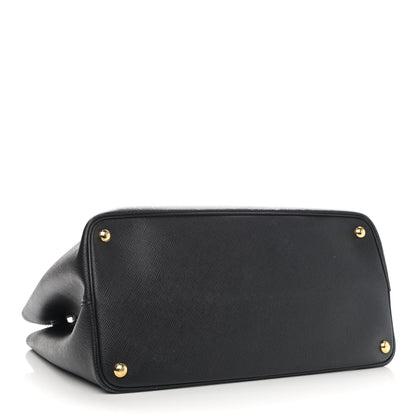 Prada Saffiano Cuir Medium Double Bag Black Fuoco 4 of 15