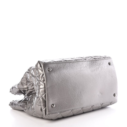 Chanel Metallic Aged Calfskin Quilted Small Chain Me Tote Silver 4 of 10