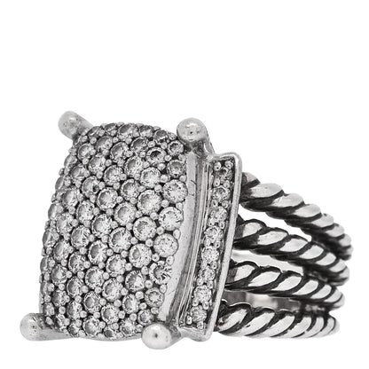 David Yurman Sterling Silver Diamond 16mm Wheaton Ring 52 6 4 of 5