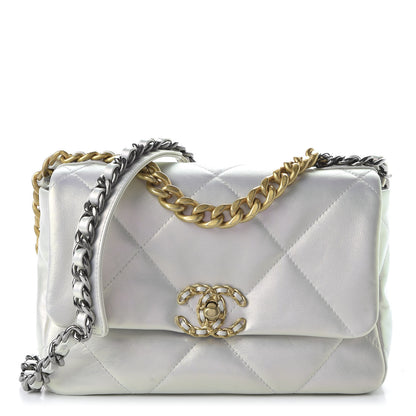 Chanel Iridescent Calfskin Quilted Medium 19 Flap White 1 of 10