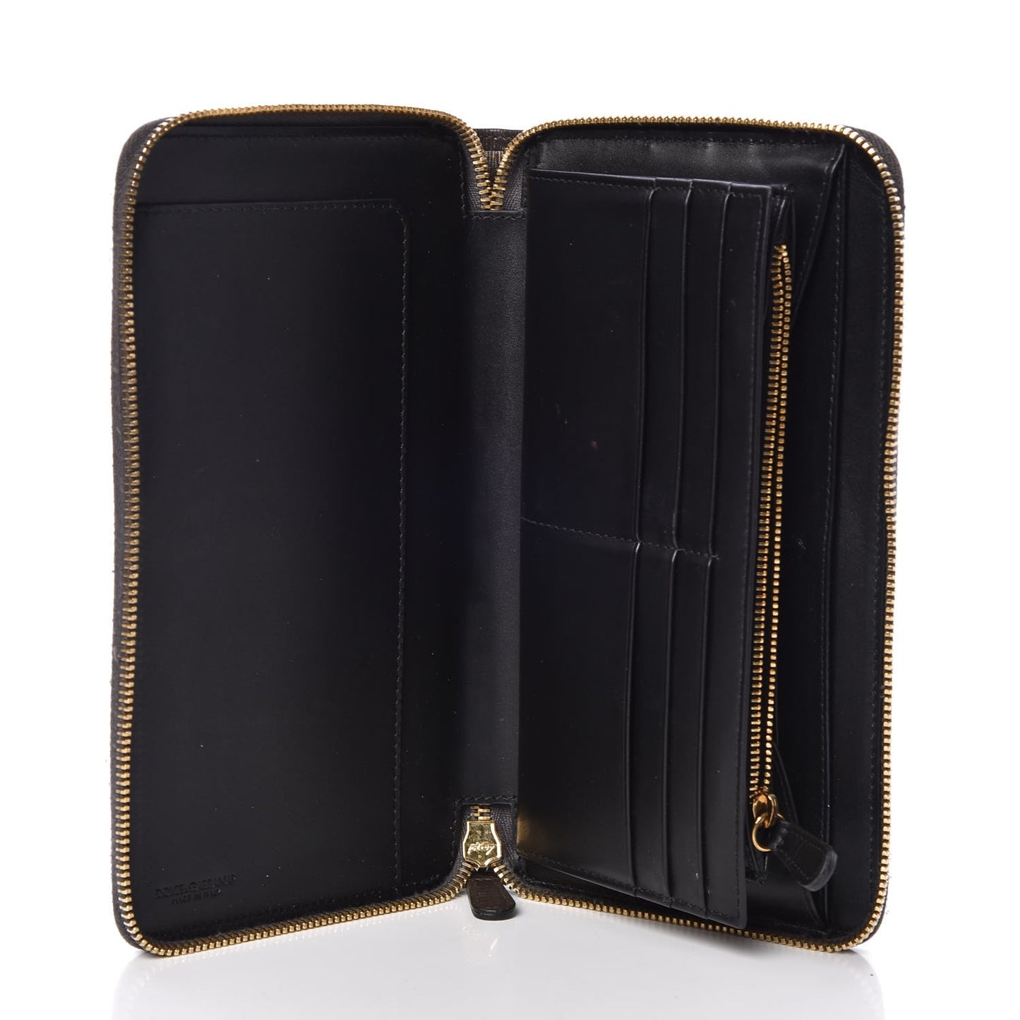Calfskin Large Vertical Zip Around Wallet Brown