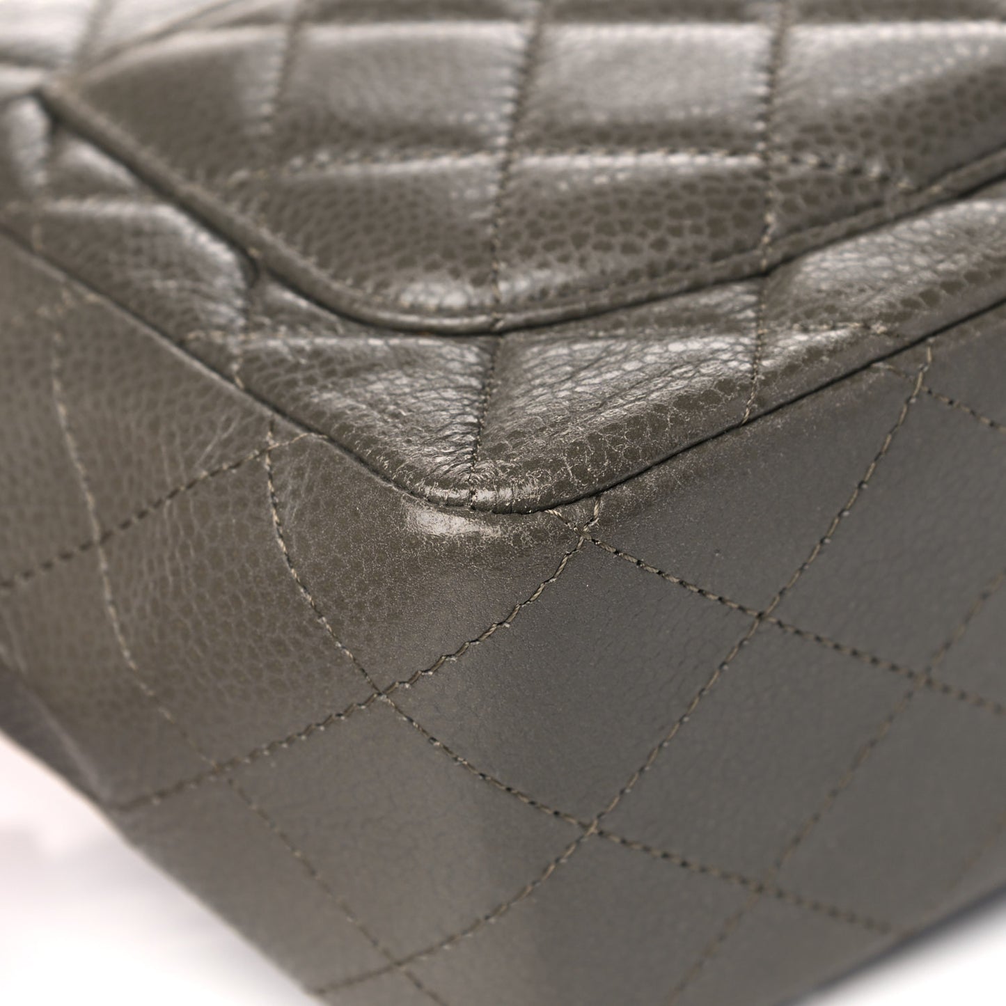 Caviar Quilted Mini Square Flap Dark Charcoal