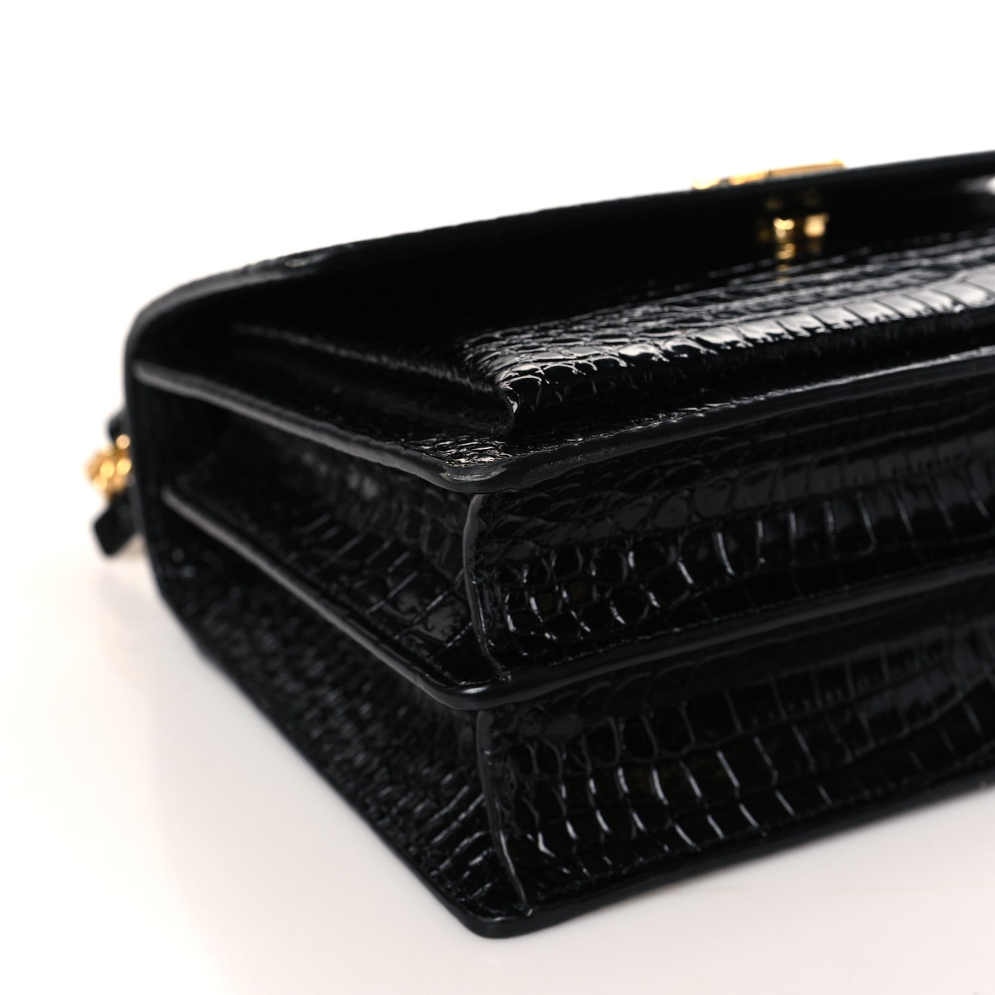Calfskin Crocodile Embossed Medium Monogram Sunset Black
