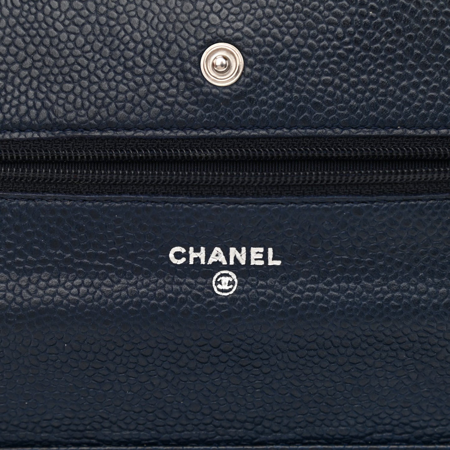Caviar Quilted Wallet On Chain WOC Navy Blue