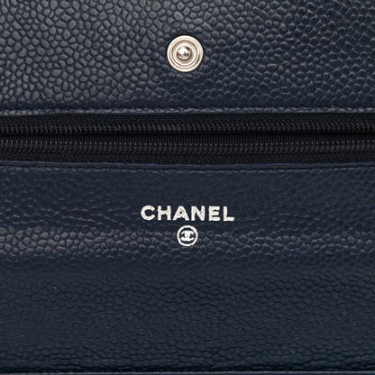 Chanel Caviar Quilted Wallet On Chain WOC Navy Blue 6 of 12
