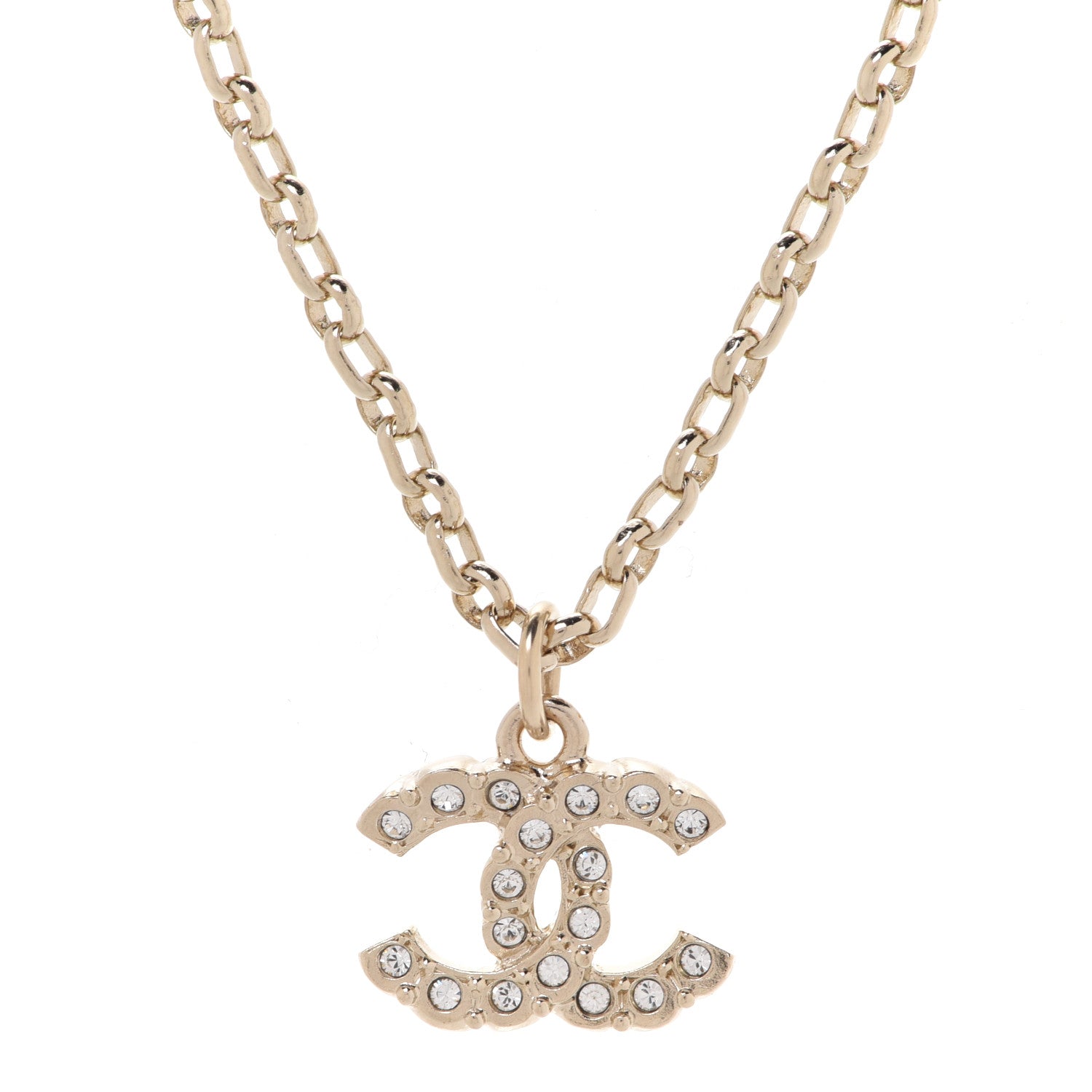 Chanel Pearl Crystal CC Pendant Necklace Gold 4 of 6