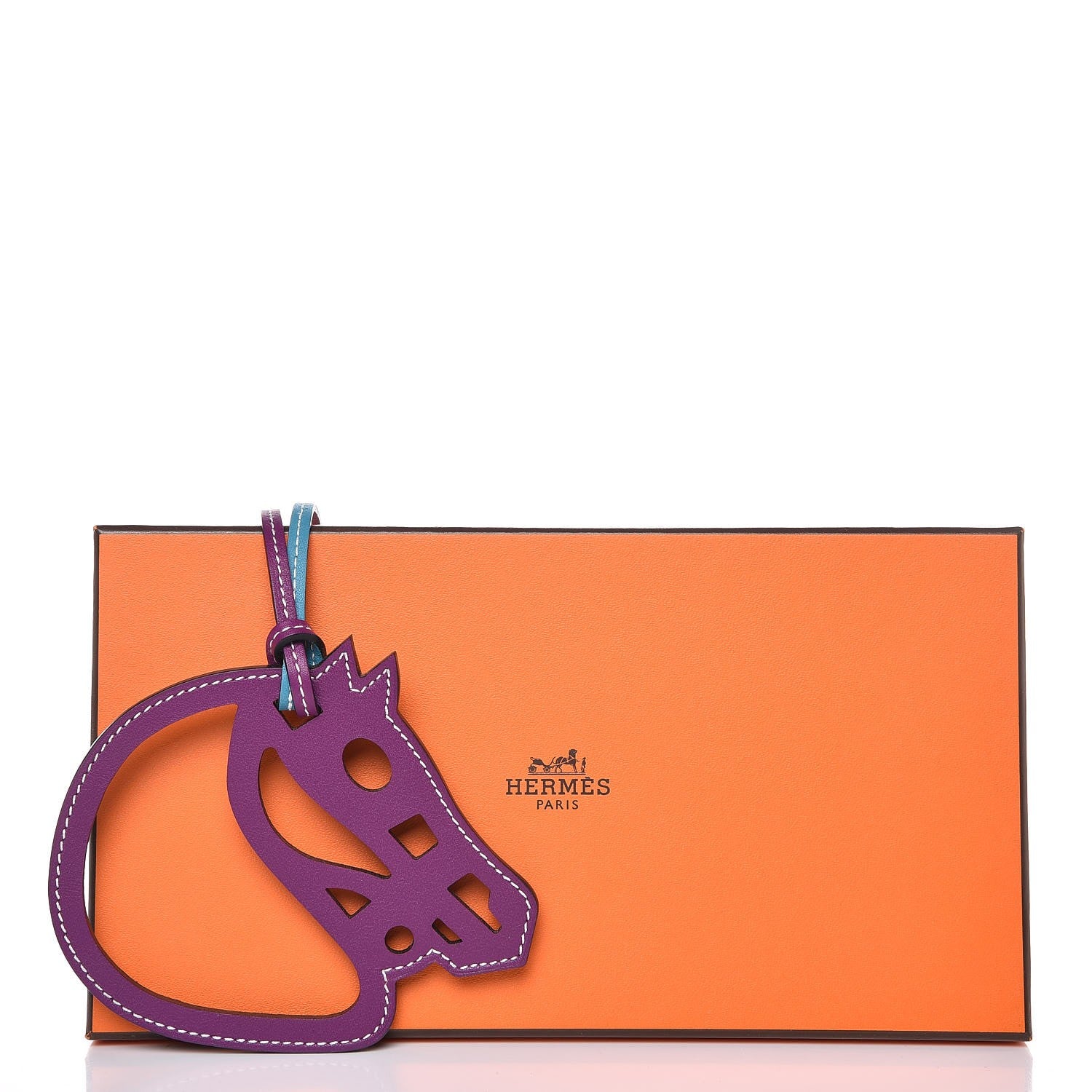 Hermes Swift Paddock Cheval Horse Bag Charm Violet Turquoise 4 of 4