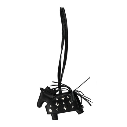 Hermes Milo Lambskin Studded Grigri Rodeo Robeo Rock Horse Bag Charm PM Black 1 of 4