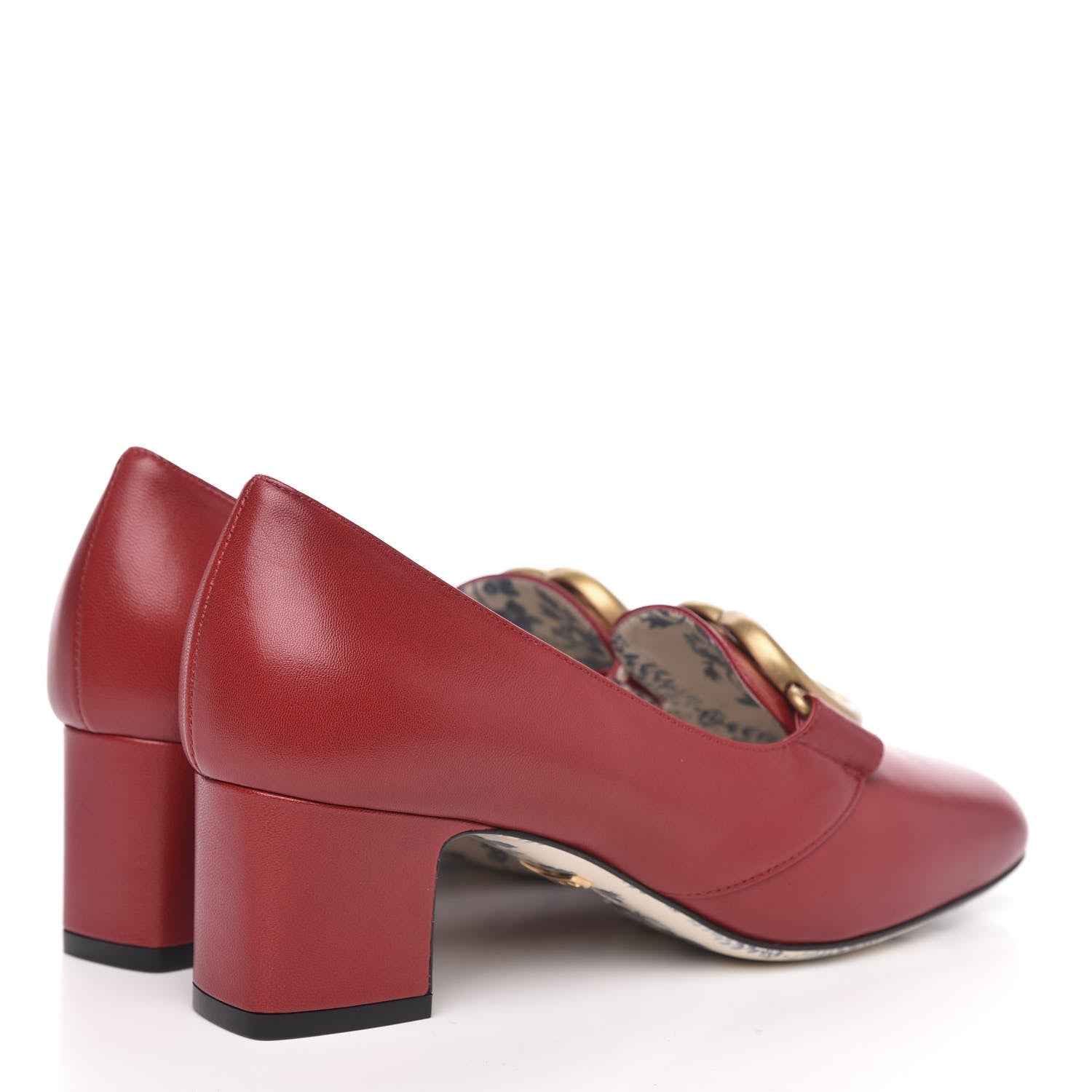 Gucci Malaga Kid GG Victoire 55mm Loafer Pumps 35 Hibiscus Red 4 of 9