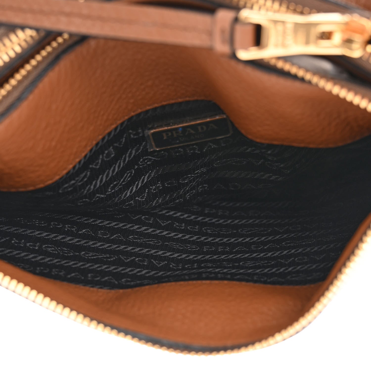 Prada Vitello Phenix Double Zip Crossbody Bag Cannella 4 of 11