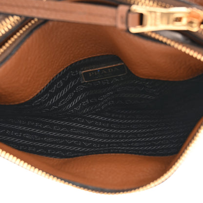 Prada Vitello Phenix Double Zip Crossbody Bag Cannella 4 of 11