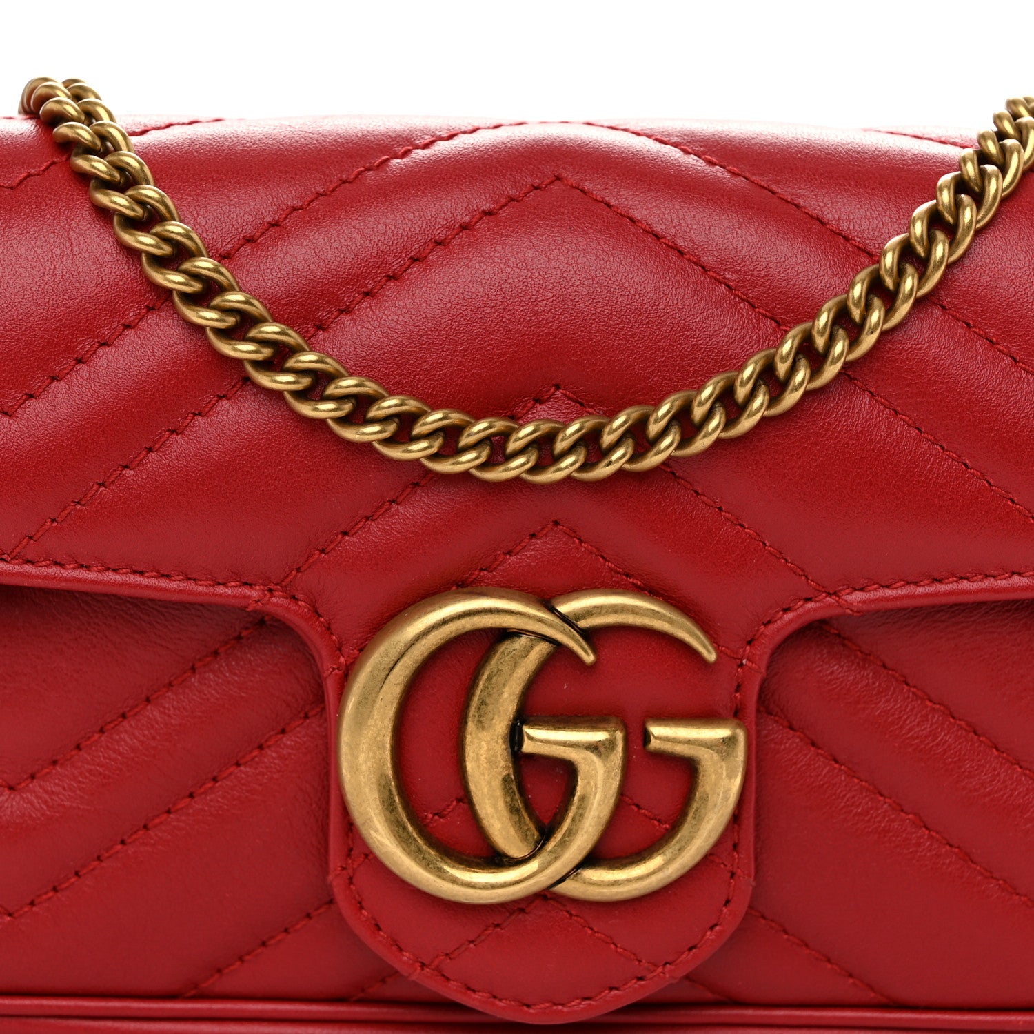 Gucci Calfskin Matelasse Super Mini GG Marmont Shoulder Bag Hibiscus Red 8 of 10