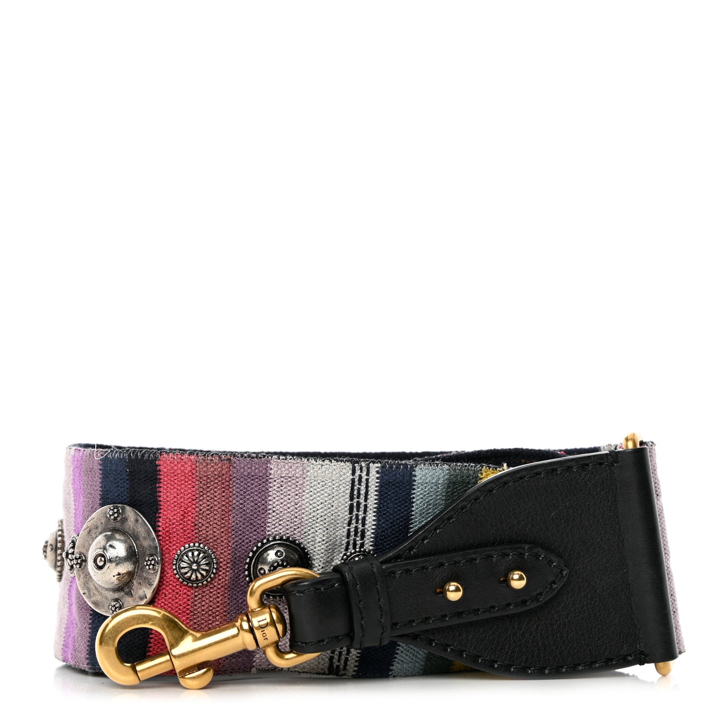 Canvas Embroidered Studded Rainbow Shoulder Strap