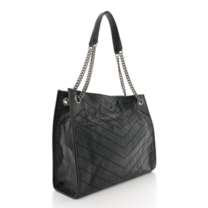 Saint Laurent Crinkled Calfskin Matelasse Monogram Medium Niki Shopper Tote  Black 3 of 11